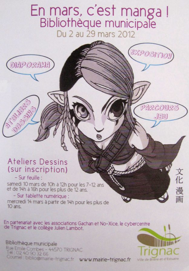 Atelier de dessin manga à Trignac, bibliothèque municipale en 2012, par le fanzine No-Xice©
